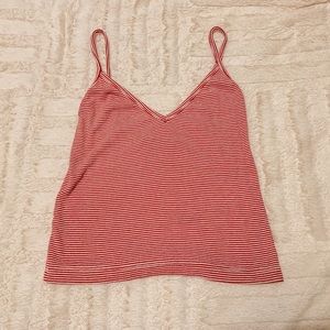 Red and White Striped Cropped Tank Top